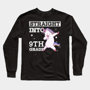 Straight Outta 9th Grade Unicorn Back To School Gift Long Sleeve T-Shirt